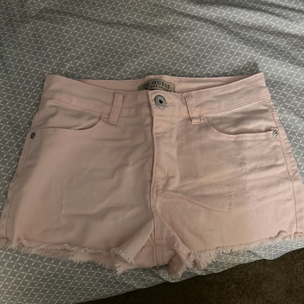 pink guess los Angeles jean shorts.